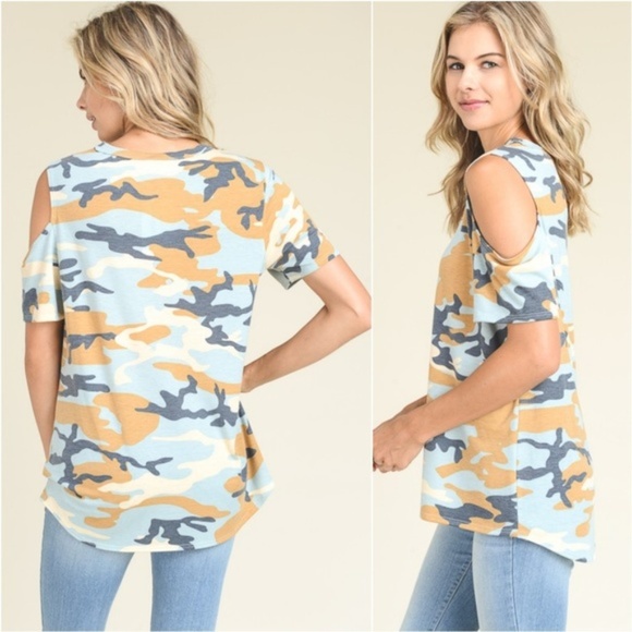 AMMIE Camo Print Cut Out Tee - Picture 2 of 4